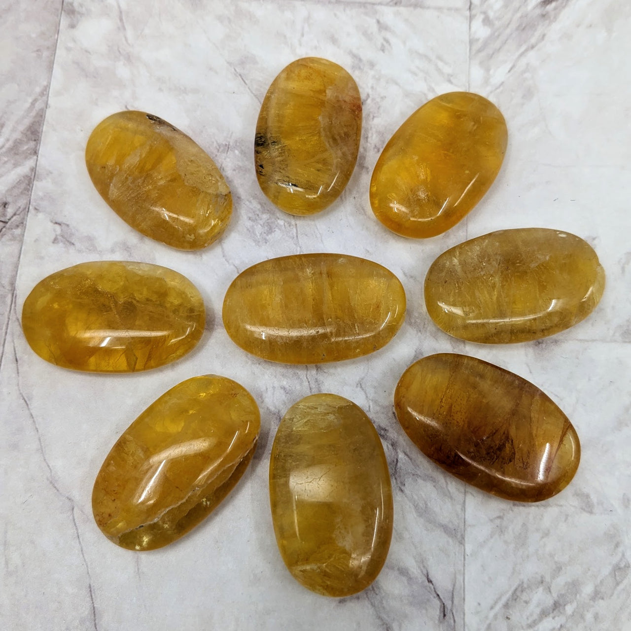 Yellow Fluorite Palm Stone (1.5") #LV2277
