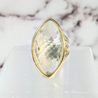 Thumbnail for Libyan Desert Glass Sz 8 Faceted Marquis Ring #LV2615