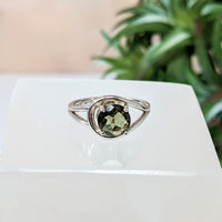Thumbnail for Moldavite Faceted Round Stone Loop Ring, You Pick Size #LV2764