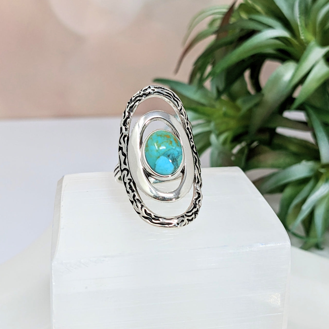 Turquoise Oval Loop Ring #LV2795