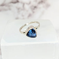 Thumbnail for Blue Fluorite Sz 6.25   S.S. Faceted Ring #LV3037