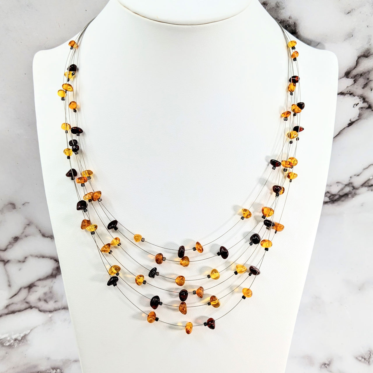 Amber Two Color 22" Floating Wire Necklace #LV3061