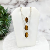 Thumbnail for Gold Tiger's Eye Polished Necklace Sterling Silver Slider Pendant on 18
