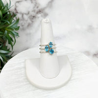 Thumbnail for Paraiba Apatite Faceted Prong Setting Sterling Silver Dainty Stackable Ring Size 4 - 10 #LV3223