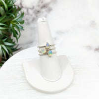 Thumbnail for Ethiopian Opal Polished Prong Setting Sterling Silver Dainty Stackable Ring Size 4 - 10 #LV3224