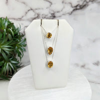Thumbnail for Citrine Faceted Necklace Sterling Silver Slider Pendant on 18