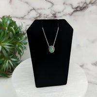 Thumbnail for Ethiopian Opal Polished Oval Necklace Sterling Silver Slider Pendant on 18