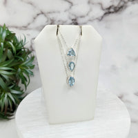 Thumbnail for Aquamarine Faceted Necklace Sterling Silver Slider Pendant on 18
