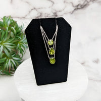 Thumbnail for Peridot Faceted Necklace Sterling Silver Slider Pendant on 18