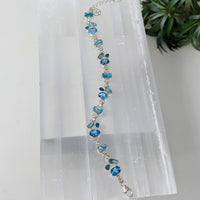 Thumbnail for Apatite Faceted & Rough & Blue Topaz Faceted Sterling Silver Designer Bracelet #LV3268