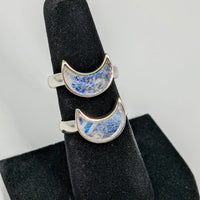 Thumbnail for Rainbow Moonstone Crescent Moon Sterling Silver Ring #J678D