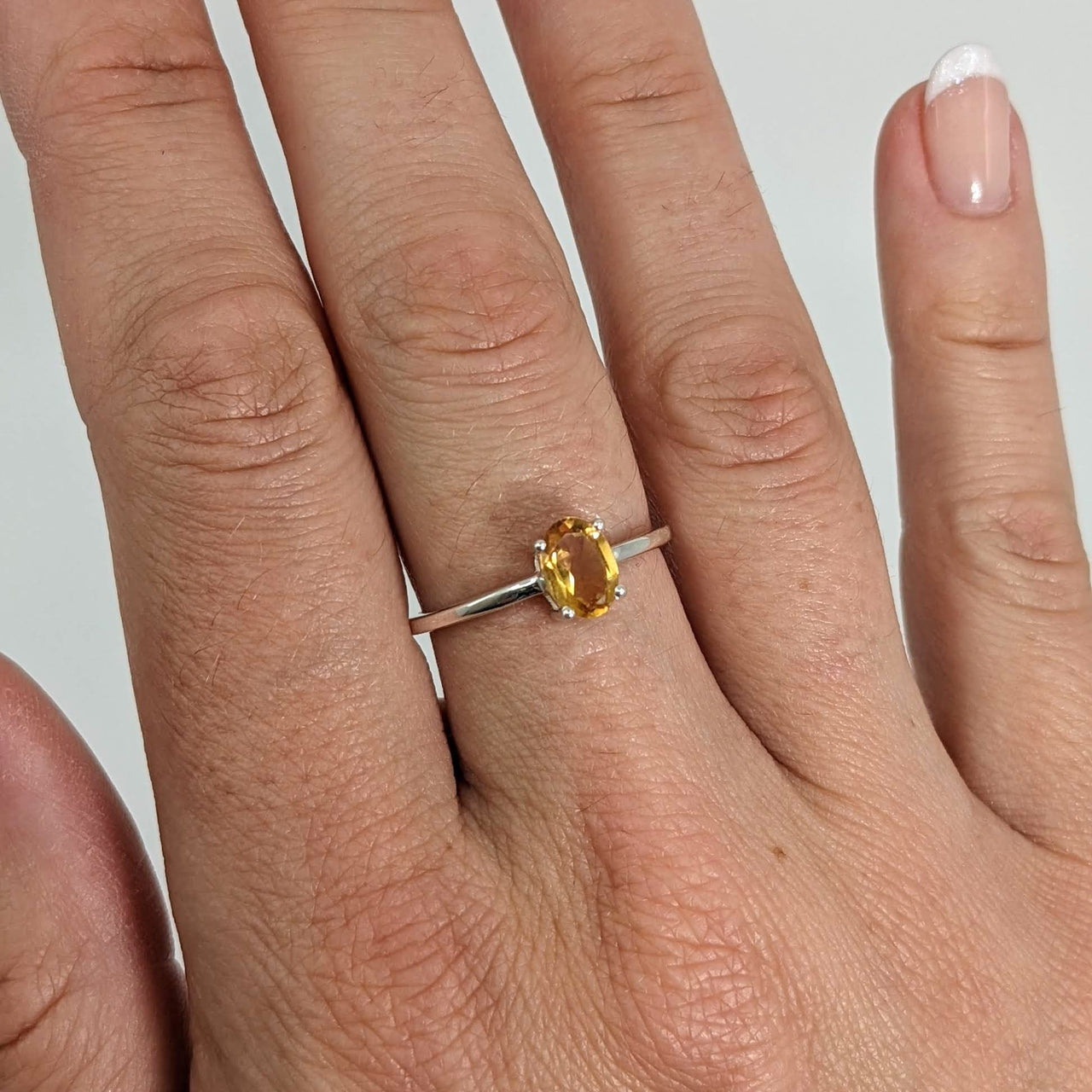 Citrine Stackable Dainty Ring Prong Setting .925 Sterling Silver Sizes 4 - 10 #SK6990