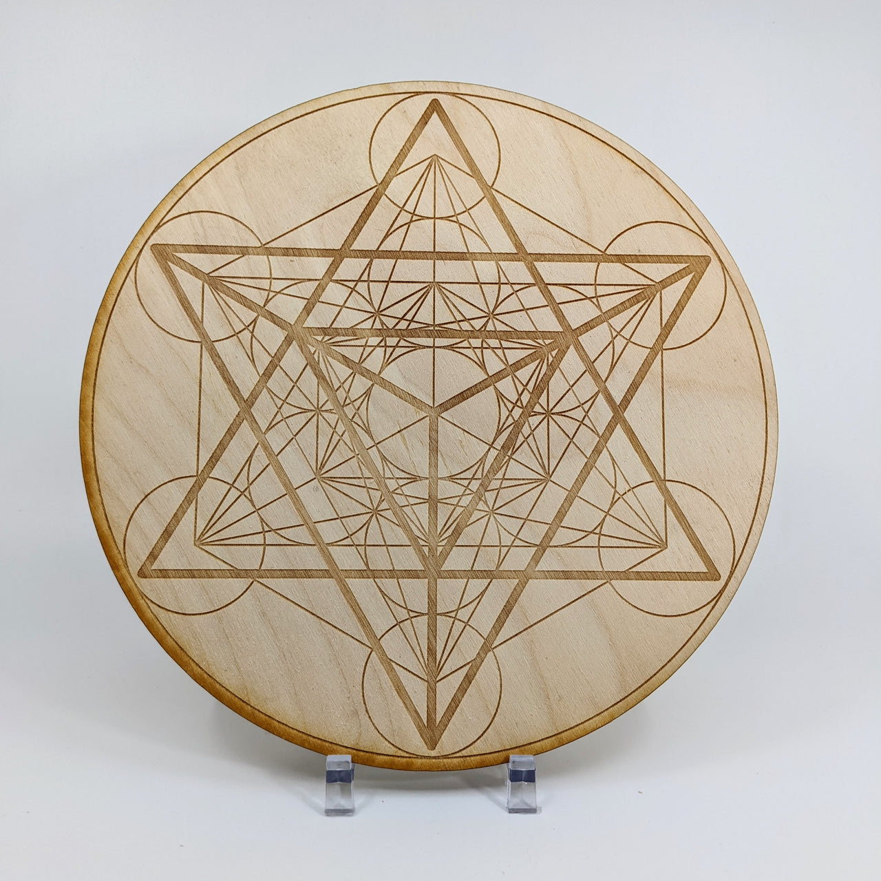 Merkaba Metatron's Cube Etched Alder Wood Grid #K052