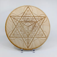 Thumbnail for Merkaba Metatron's Cube Etched Alder Wood Grid #K052