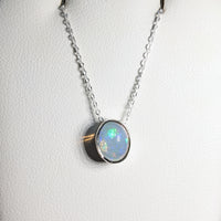 Thumbnail for Ethiopian Opal Necklace, Sterling Silver Slider Pendant on 16
