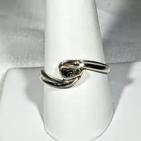 Thumbnail for Moldavite Sterling Silver Swoop Ring #SK2626