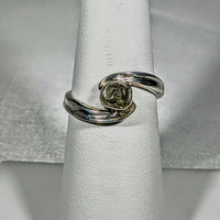 Thumbnail for Moldavite Sterling Silver Swoop Ring #SK2626