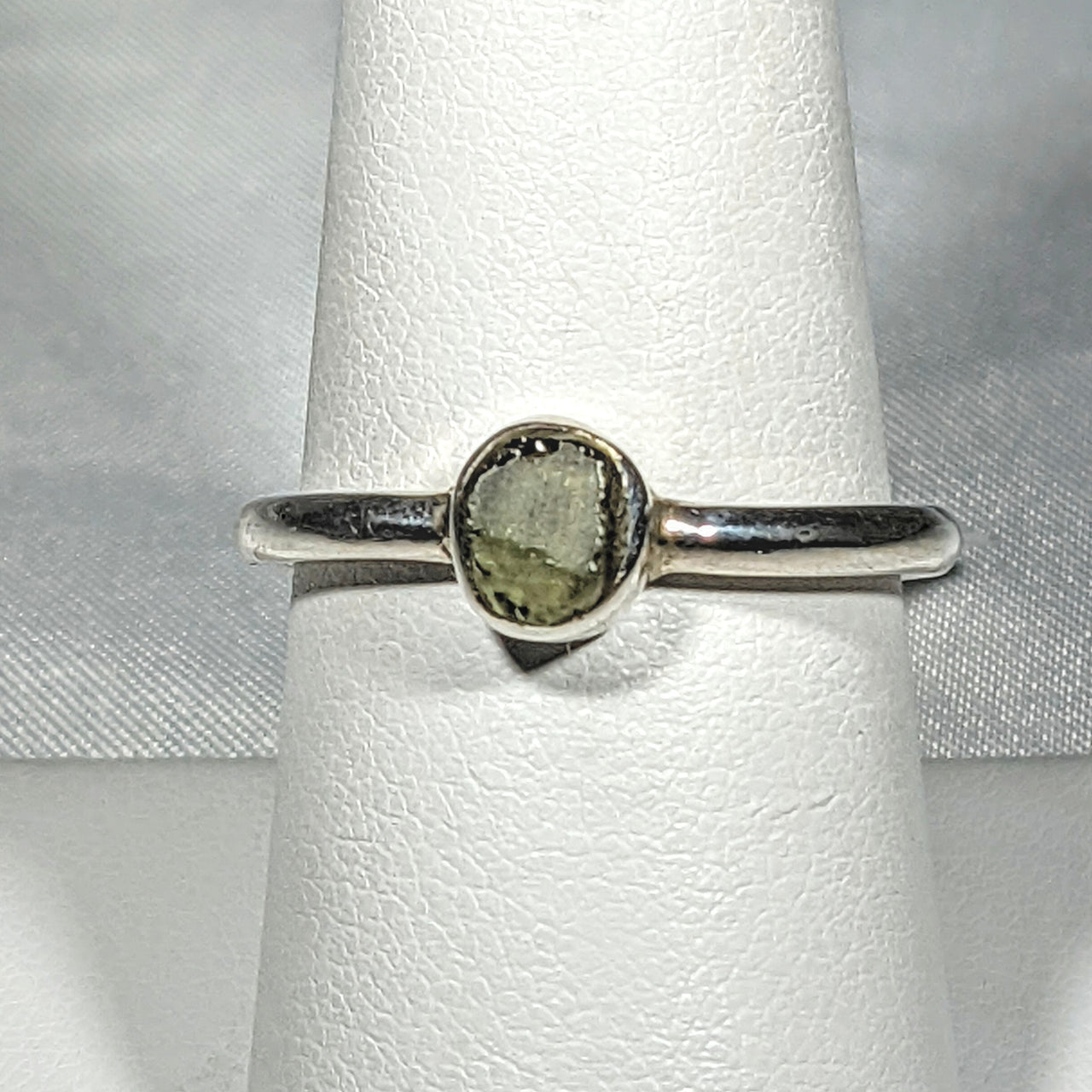 Genuine Moldavite Rough Stone Sterling Silver Ring #J804