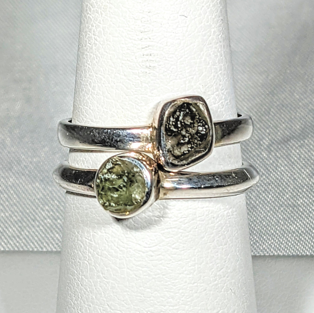 Genuine Moldavite Rough Stone Sterling Silver Ring #J804