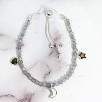 Thumbnail for Labradorite Faceted Adjustable Charm Bracelet (15g) #SK8811