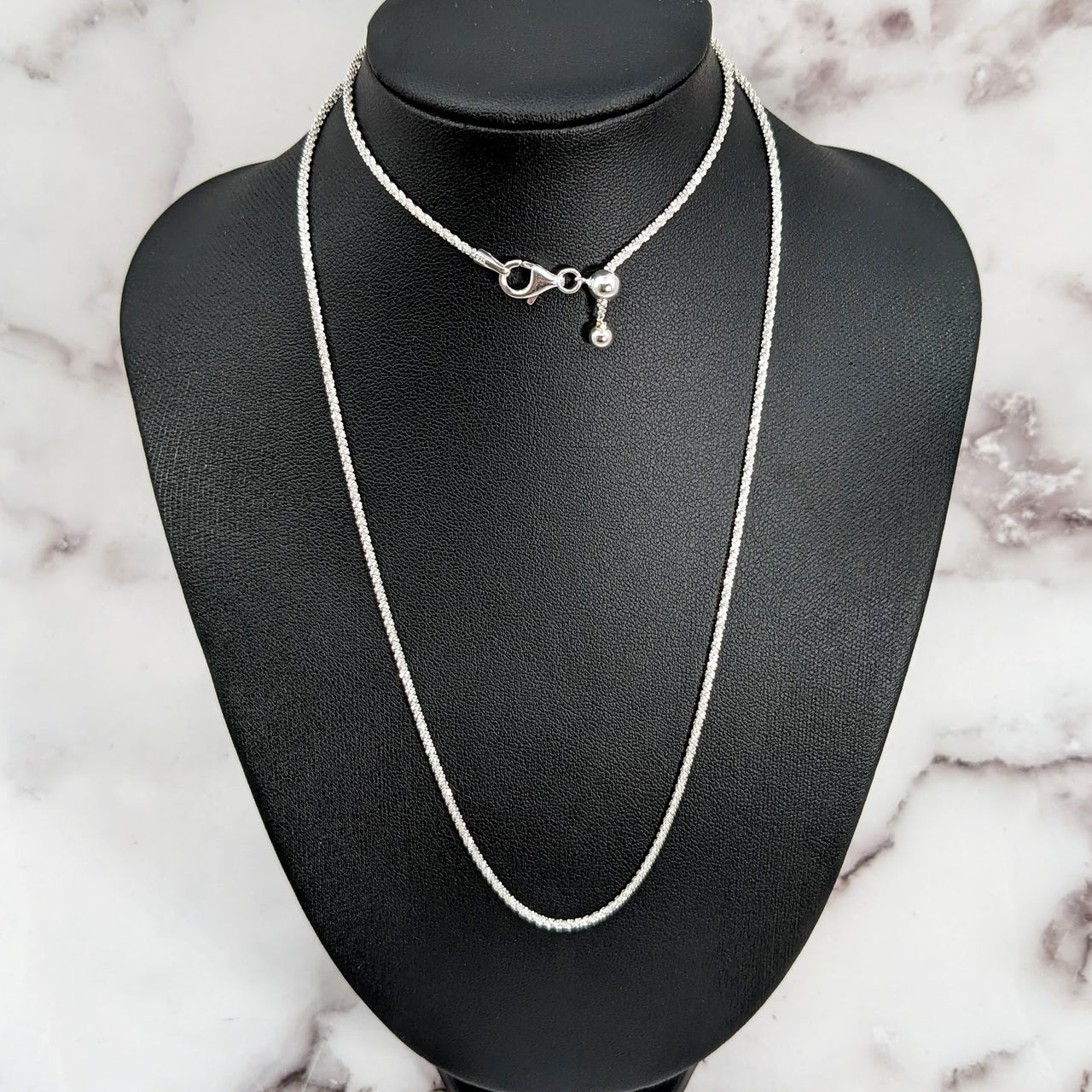 Sterling Silver Fancy Necklace Chain 24" Adjustable #LV1854