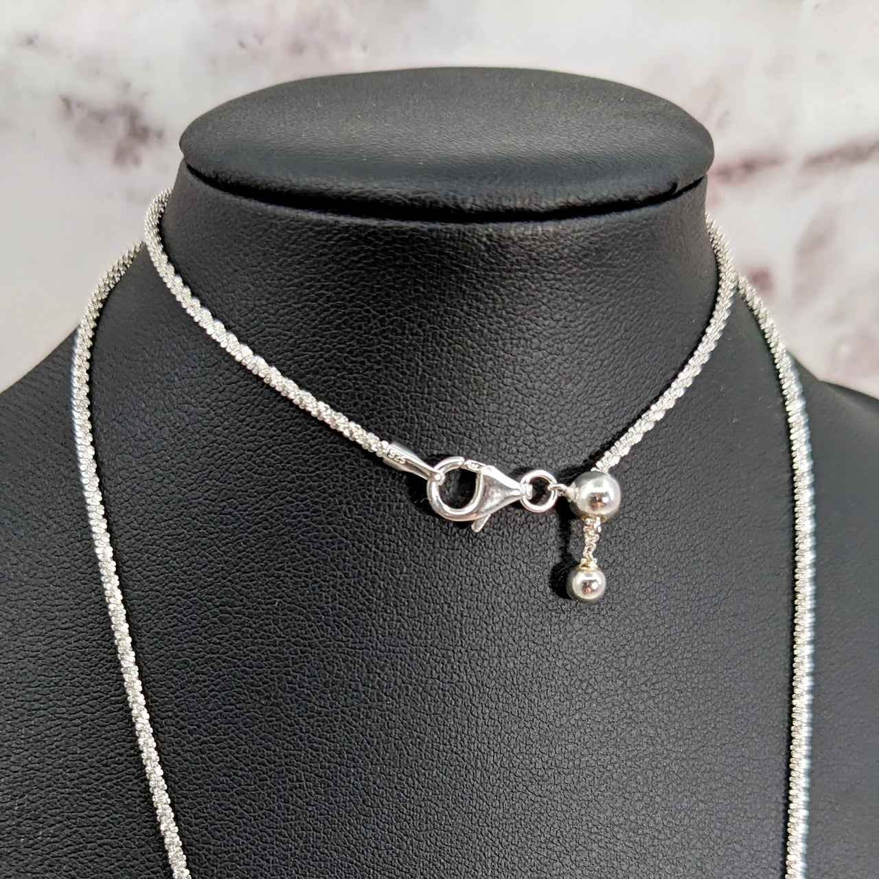 Sterling Silver Fancy Necklace Chain 24" Adjustable #LV1854
