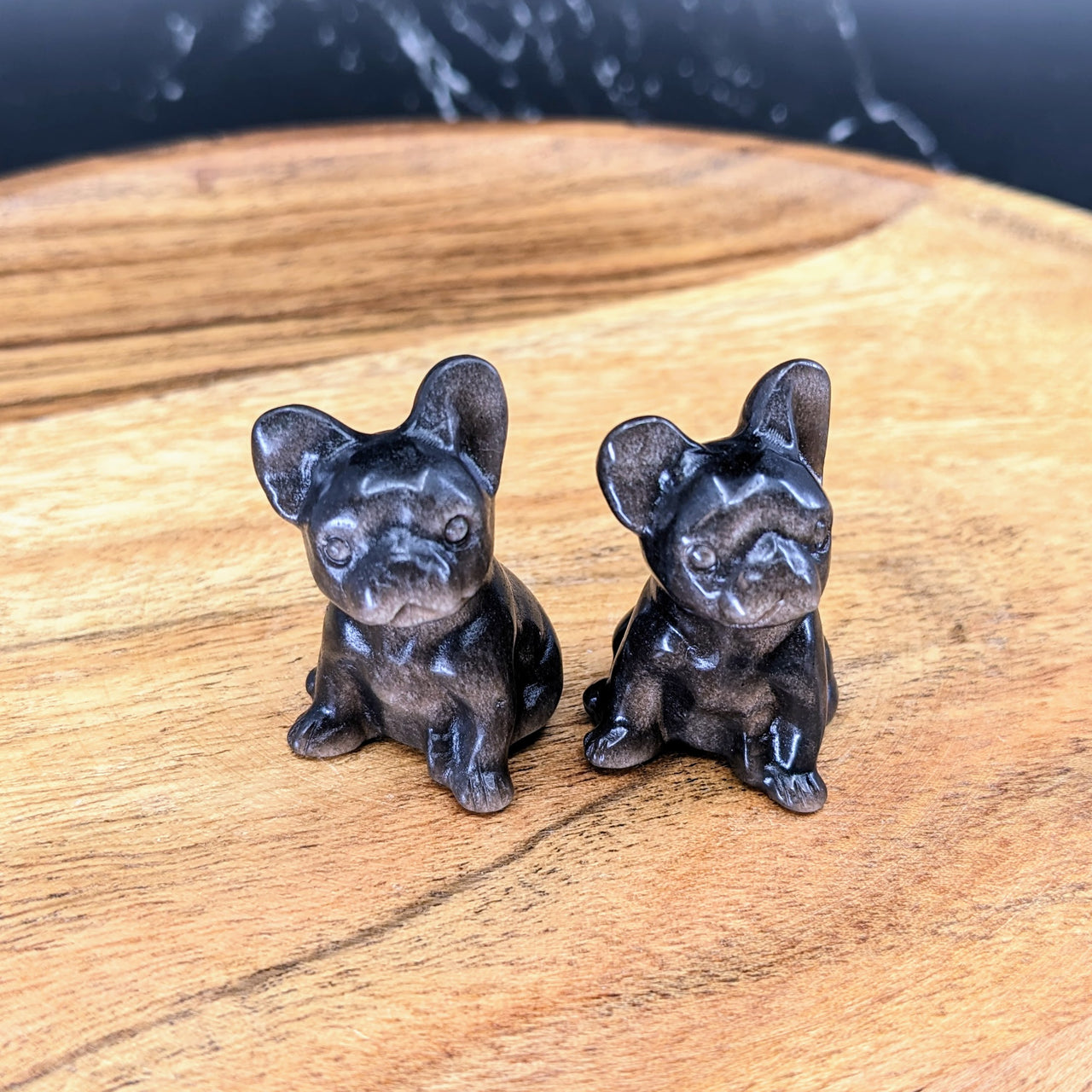 Black Obsidian French Bulldog 1.2" Carving aka Frenchie (17g) #SK9027