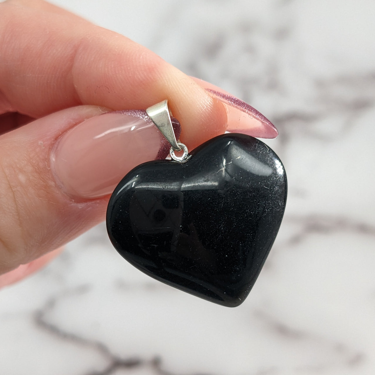 Black Obsidian 1" Heart Pendant #SK9868