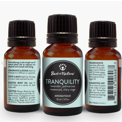 Tranquility Essential Oil Blend Aromatique Lavender, Palmarosa, Clary Sage, Rosewood, by Best of Nature #BN57