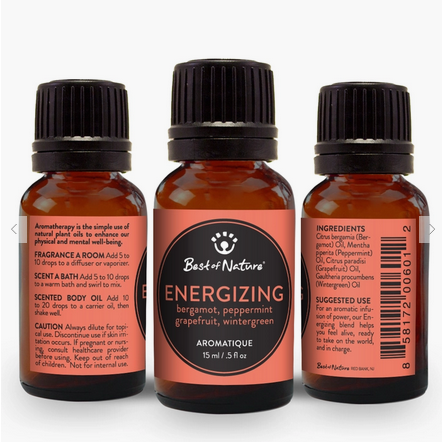 Energizing - Essential Oil Blend Aromatique Bergamot, Grapefruit, Peppermint, Wintergreen by Best of Nature #BN27