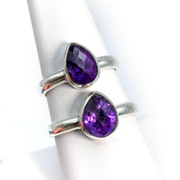 Thumbnail for Amethyst Faceted Teardrop Ring Choose Size (3g) #SK5775