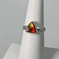 Thumbnail for Ammolite Triangle Sterling Silver Ring Sz. 6 #SK8329 - $135