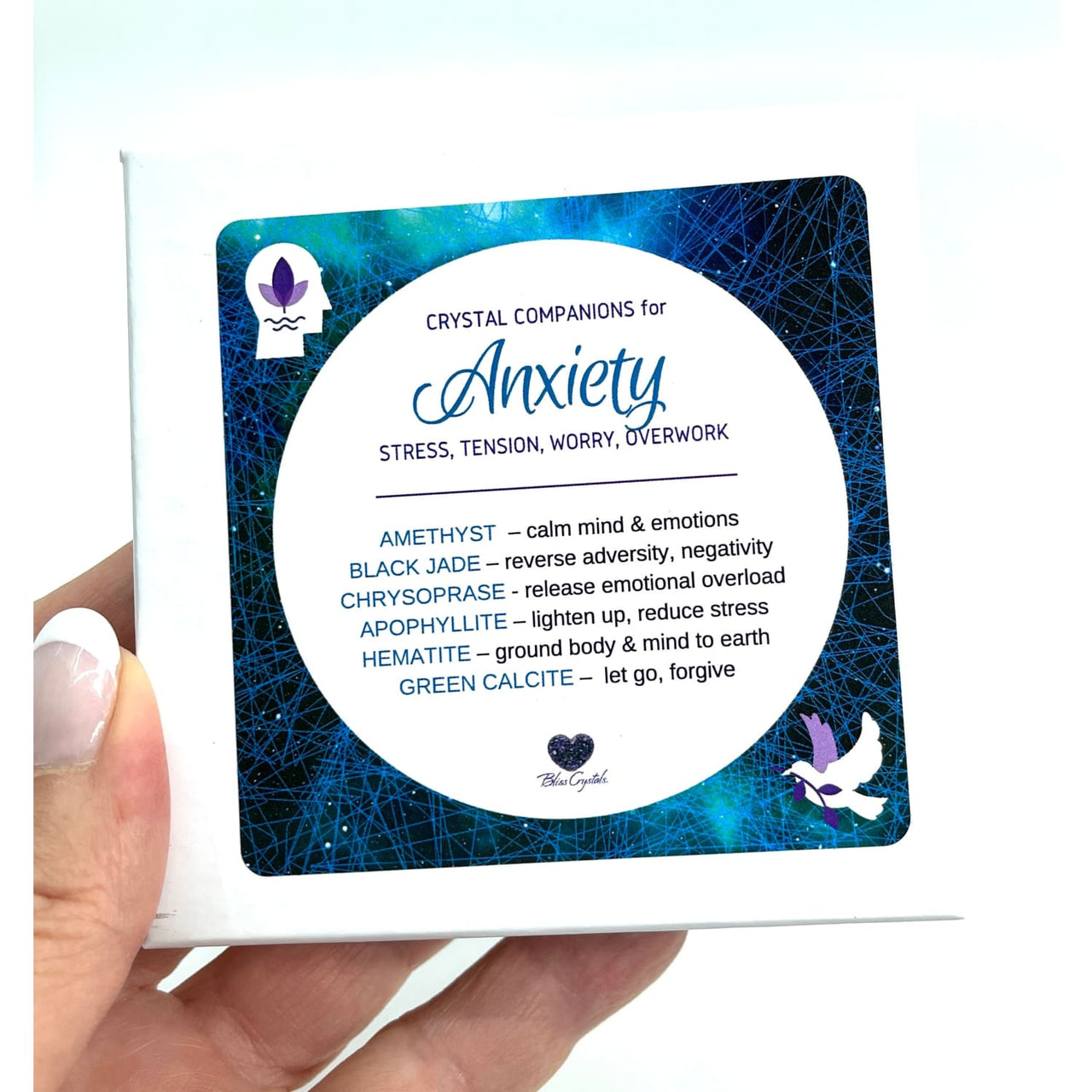 Anxiety Self Help Natural Healing Crystal Companion Set w 