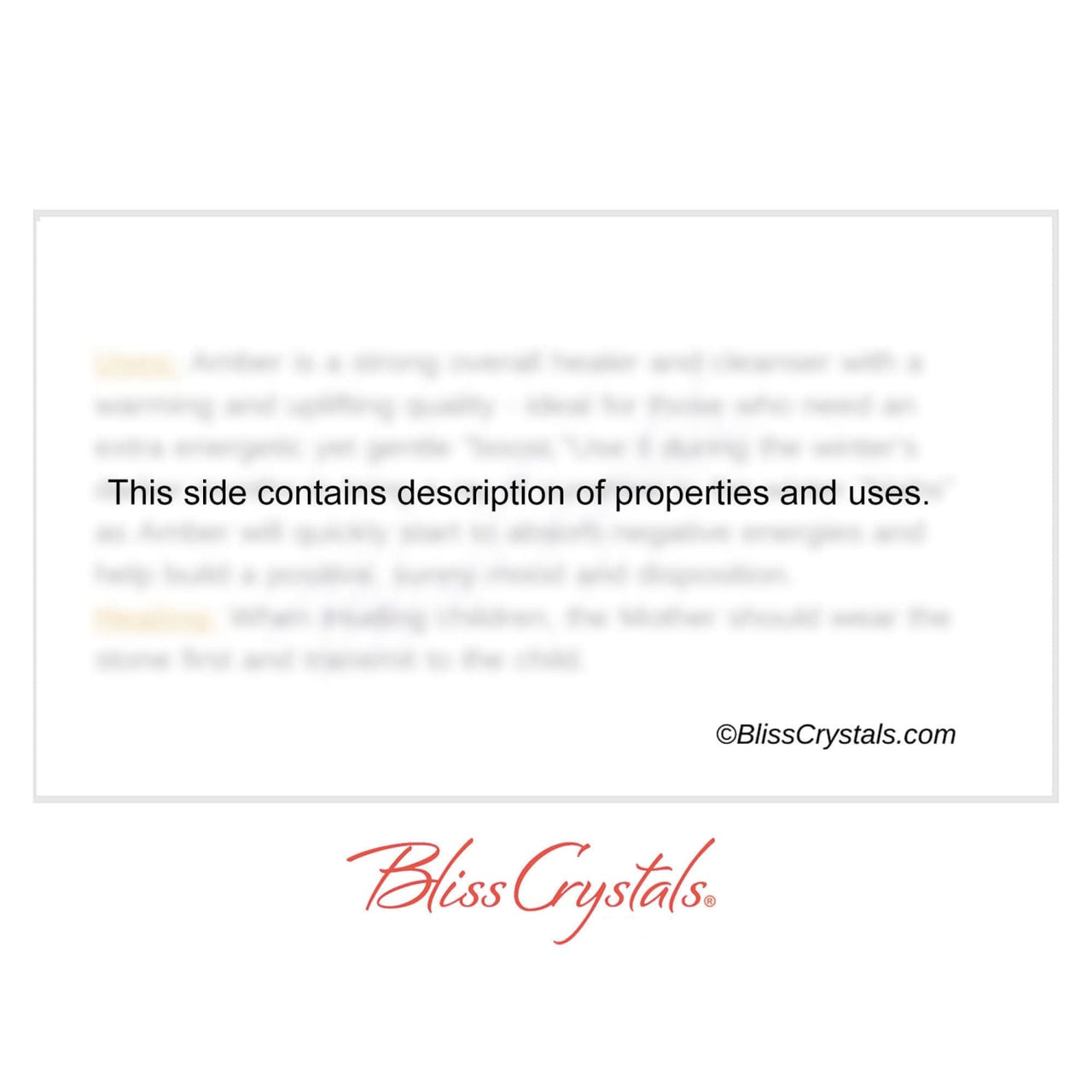 BLACK ONYX Crystal Information Card Double sided #HC170 - 