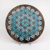Thumbnail for Blue Flower of Life Wood Crystal Grid Printed Color - Choose