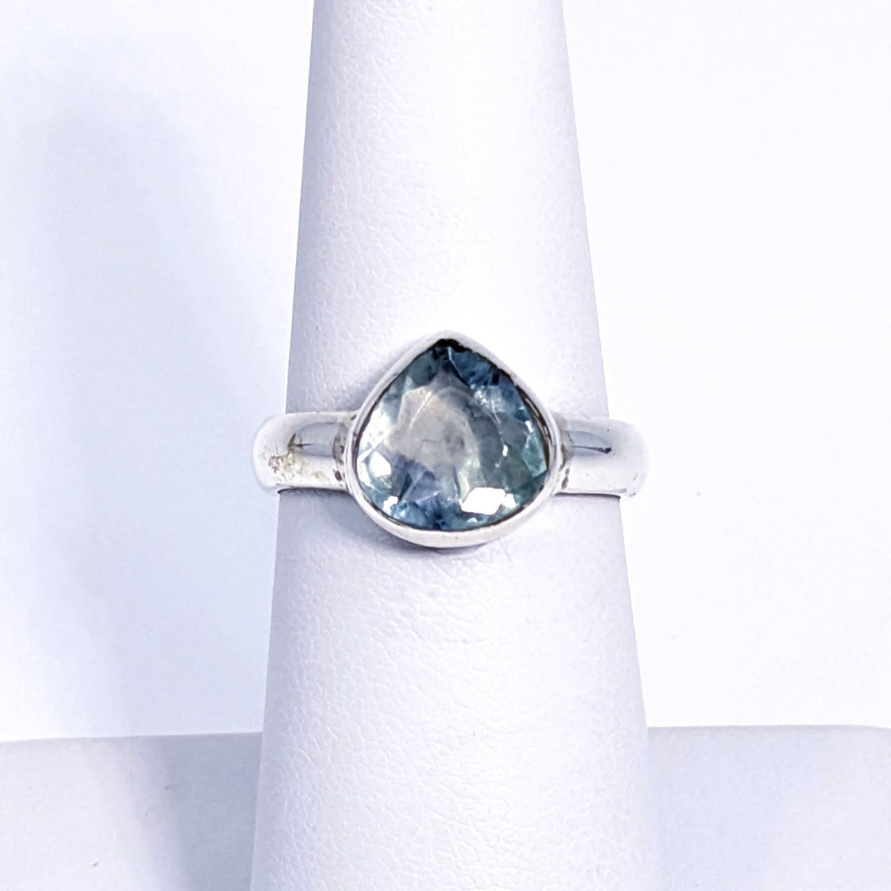 Blue Fluorite Faceted Ring Sz 5.75 #SK9149 - $69