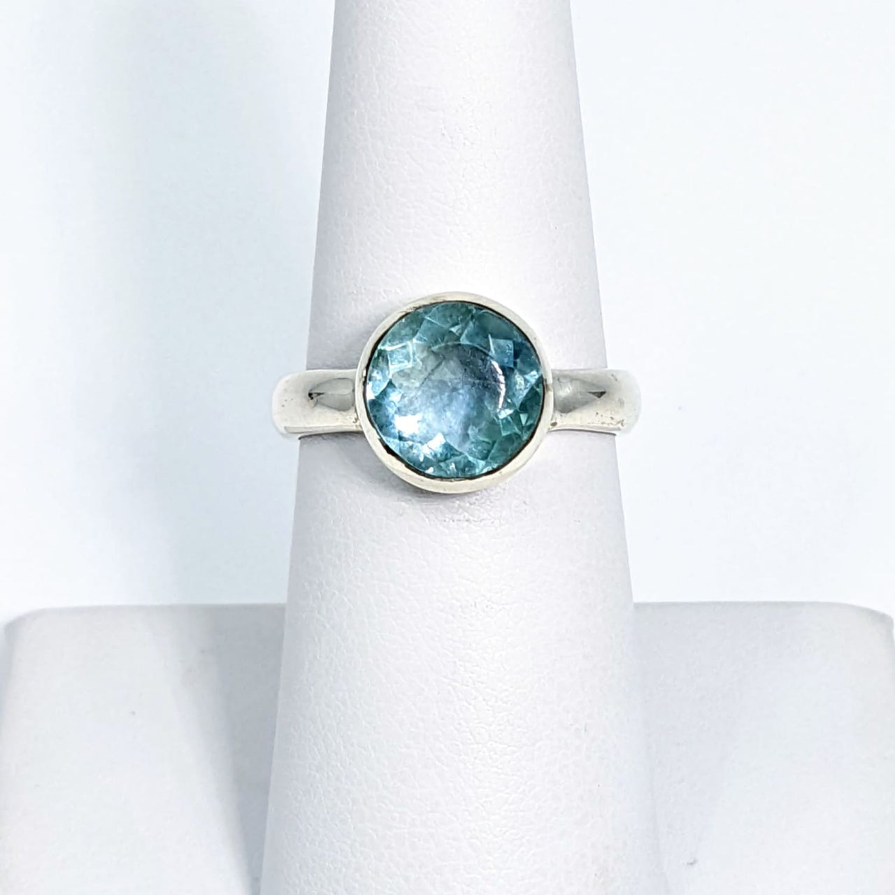 Blue Fluorite Faceted Ring Sz 6.5 #SK9146 - $69