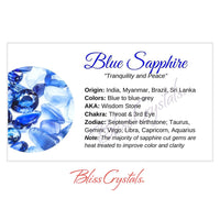 Thumbnail for BLUE SAPPHIRE Crystal Information Card Double sided #HC175 -