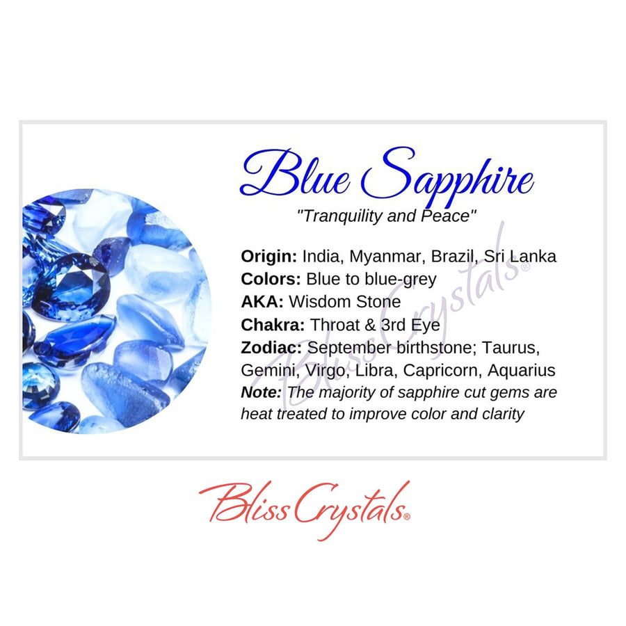 BLUE SAPPHIRE Crystal Information Card Double sided #HC175 -