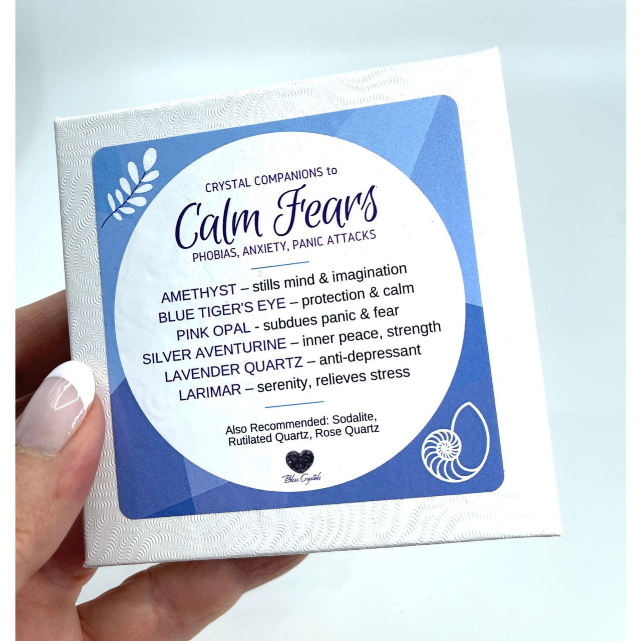 Calm Fears Self Help Natural Healing Crystal Companion Set w