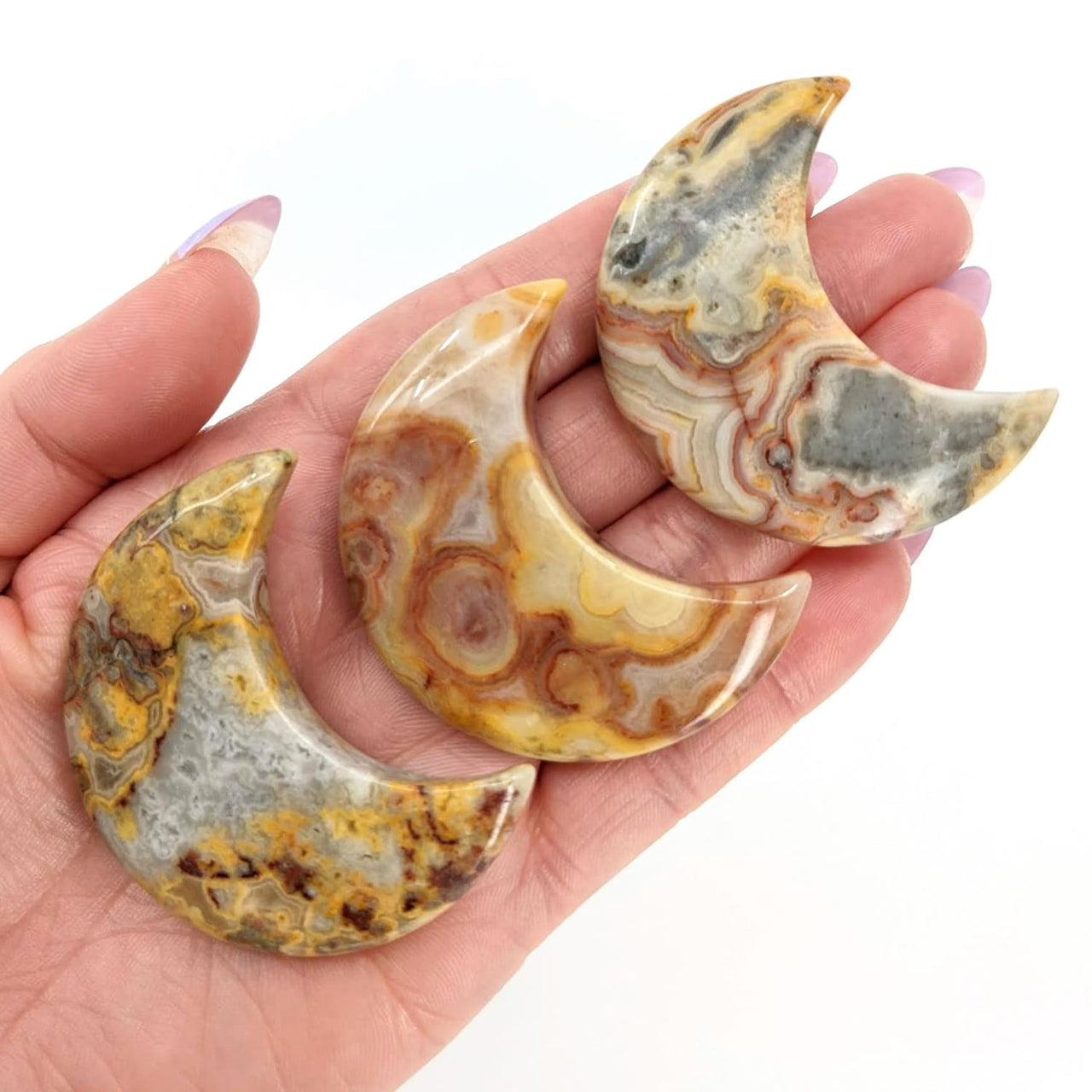 Crazy Lace Agate Crescent Moon (25g) #SK7550 - $25