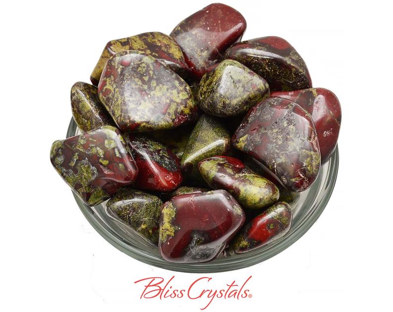 1 XL DRAGON Blood Stone Jasper Tumbled Crystal Green and Red for Courage Jewelry & Crafts Healing Crystal and Stone #DB01
