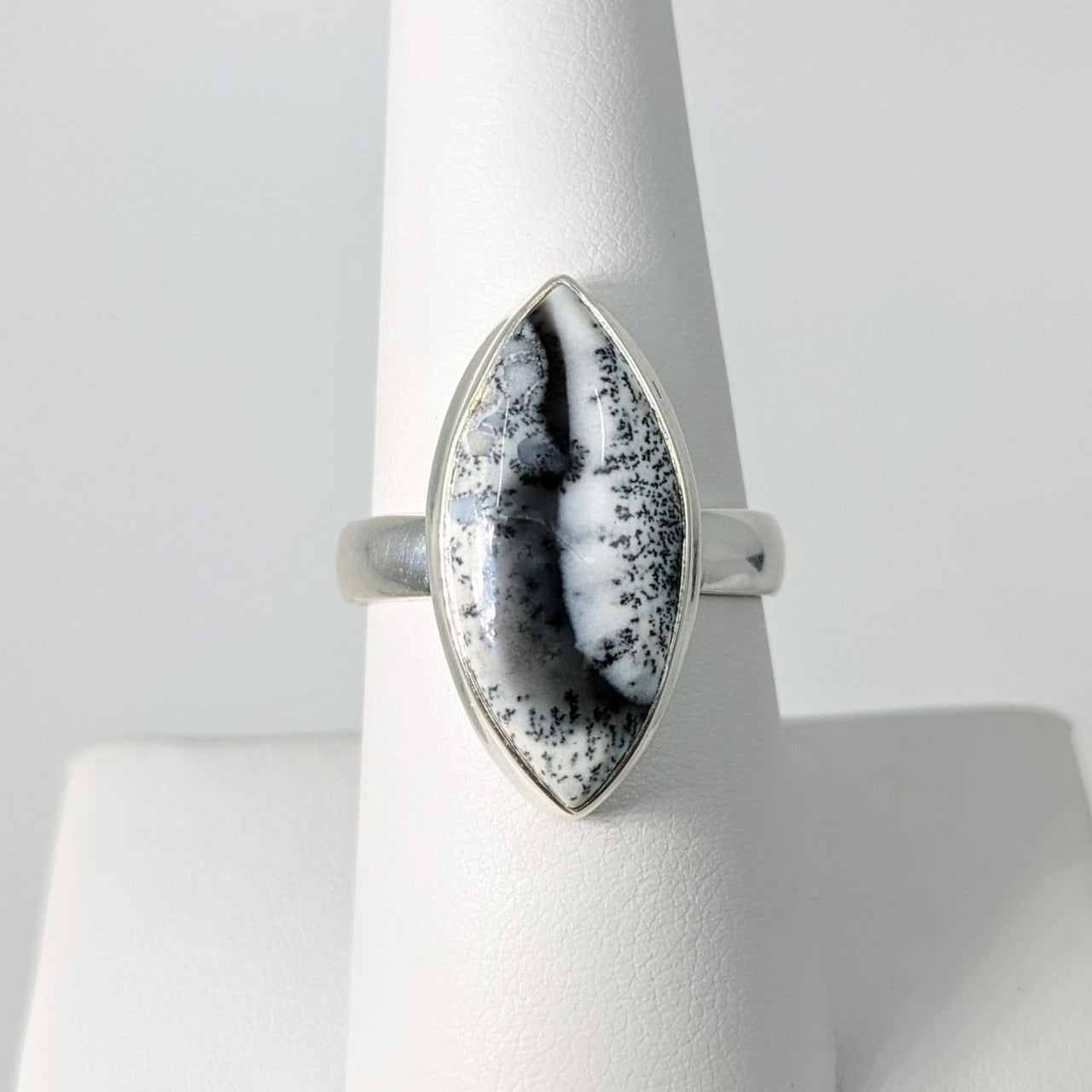 Dendrite Agate Marquis Sterling Silver Ring Sz. 8 #SK8335 - 