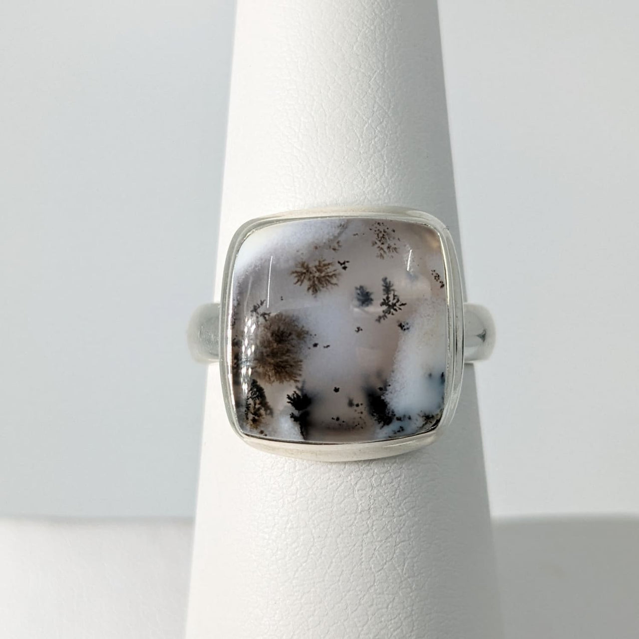 Dendrite Agate Square Sterling Silver Ring Sz. 6 #SK8337 - 