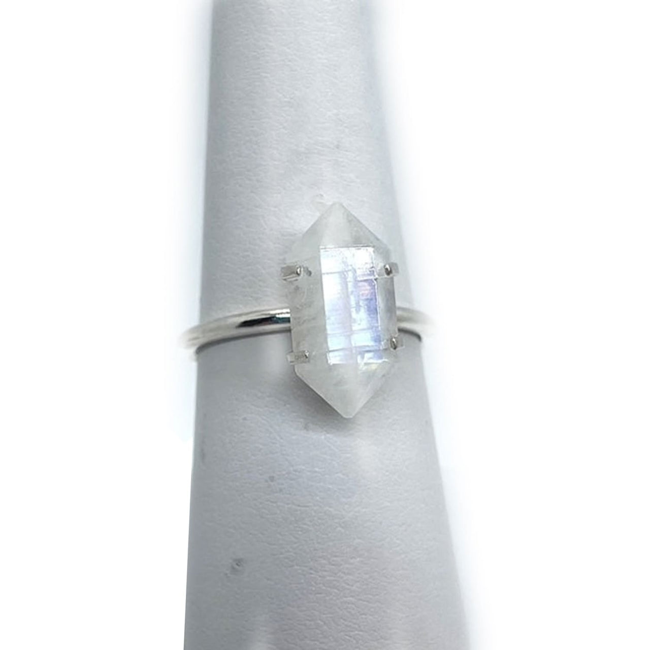 Double Point Rainbow Moonstone.925 SS Ring #SK6623