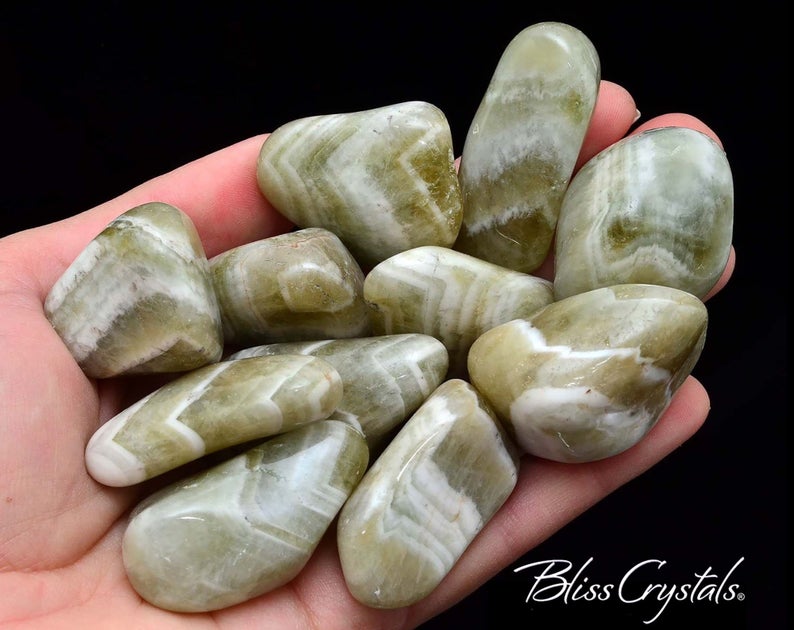 1 XL PRASIOLITE Tumbled Stone aka Amegreen Green Amethyst Quartz Healing Crystal and Stone #PT21