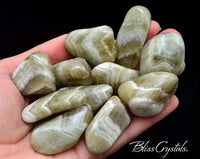 Thumbnail for 1 XL PRASIOLITE Tumbled Stone aka Amegreen Green Amethyst Quartz Healing Crystal and Stone #PT21