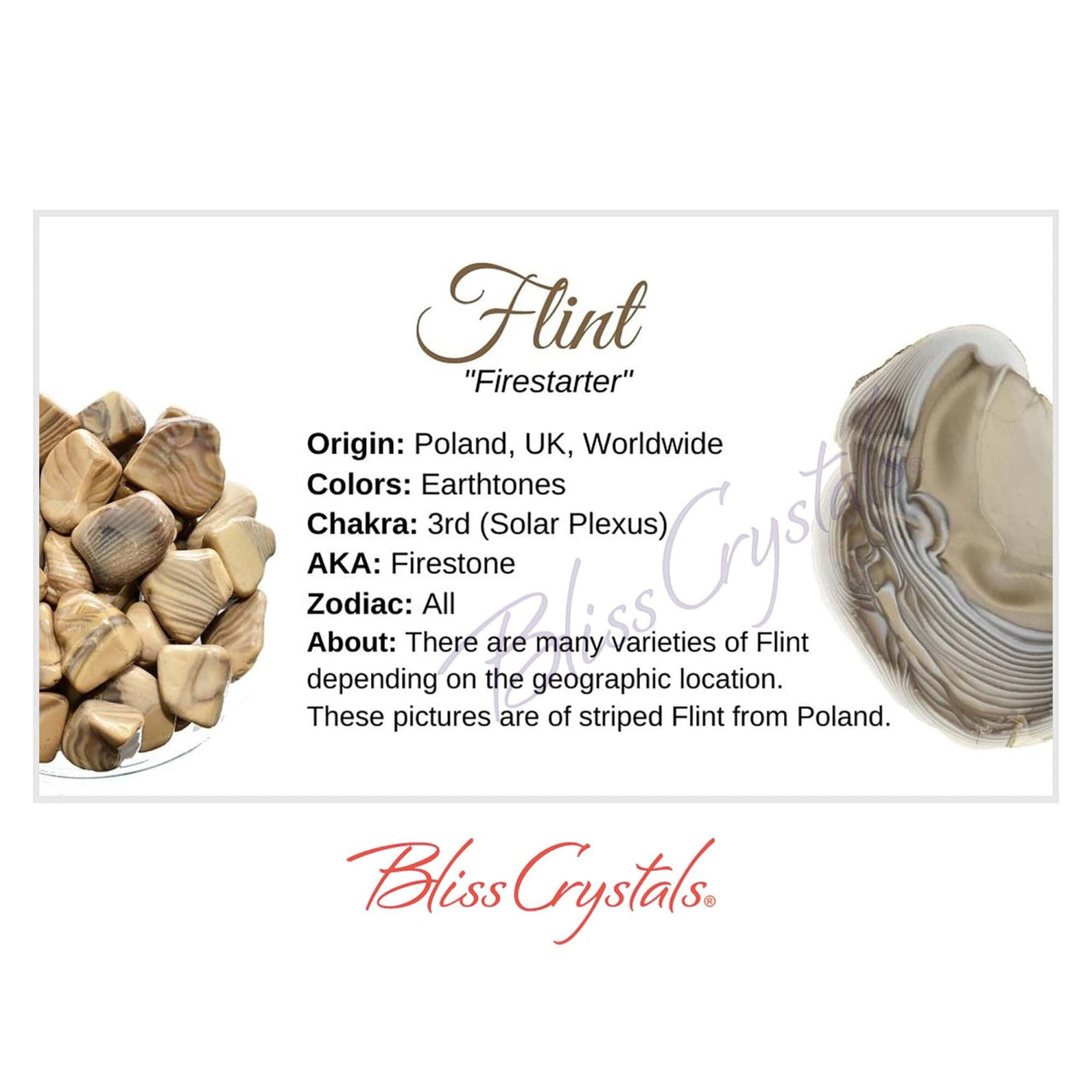 FLINT Crystal Information Card Double sided #HC163 - $1.25