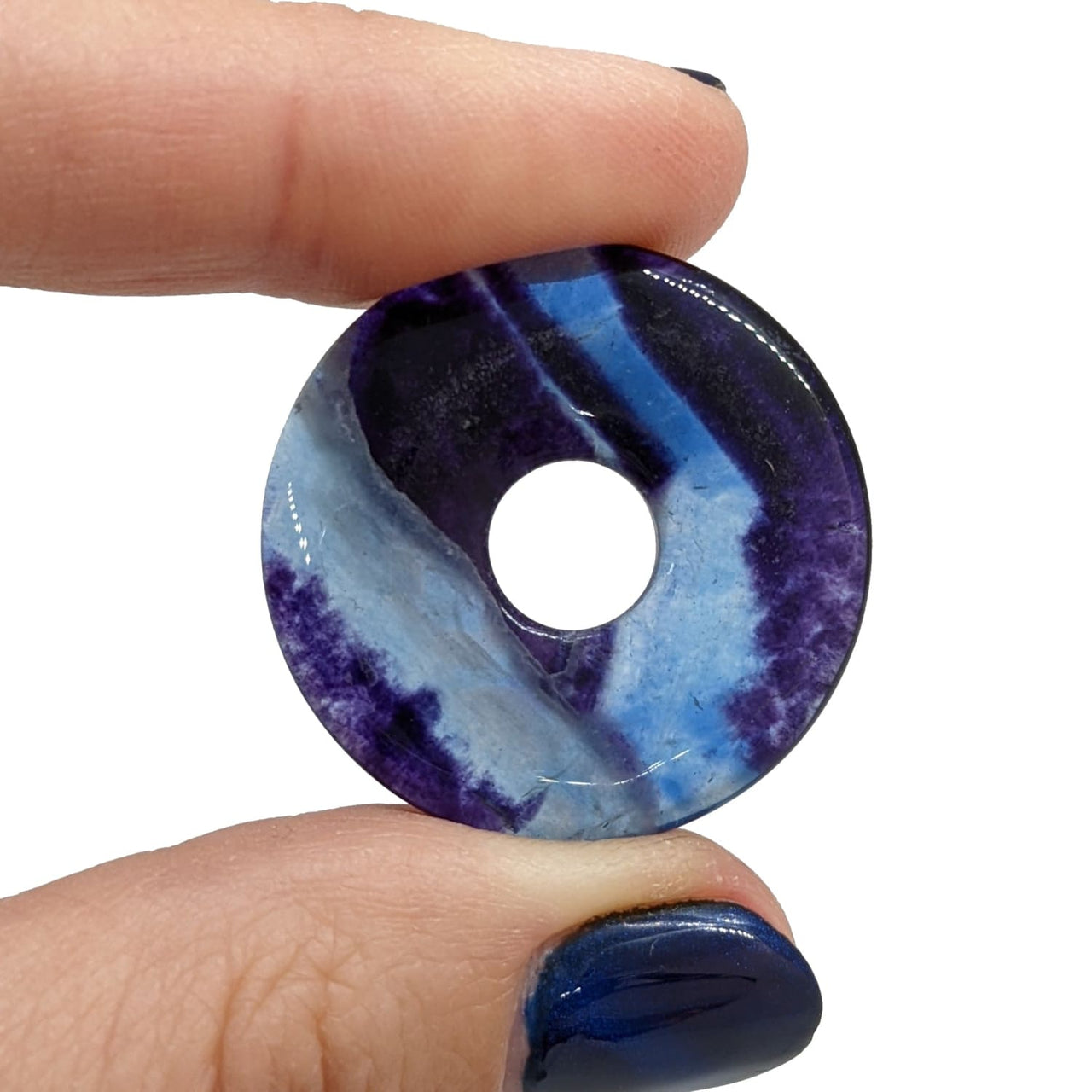 Fluorite Blue & Purple Donut Stone Bead 30mm #SK5946