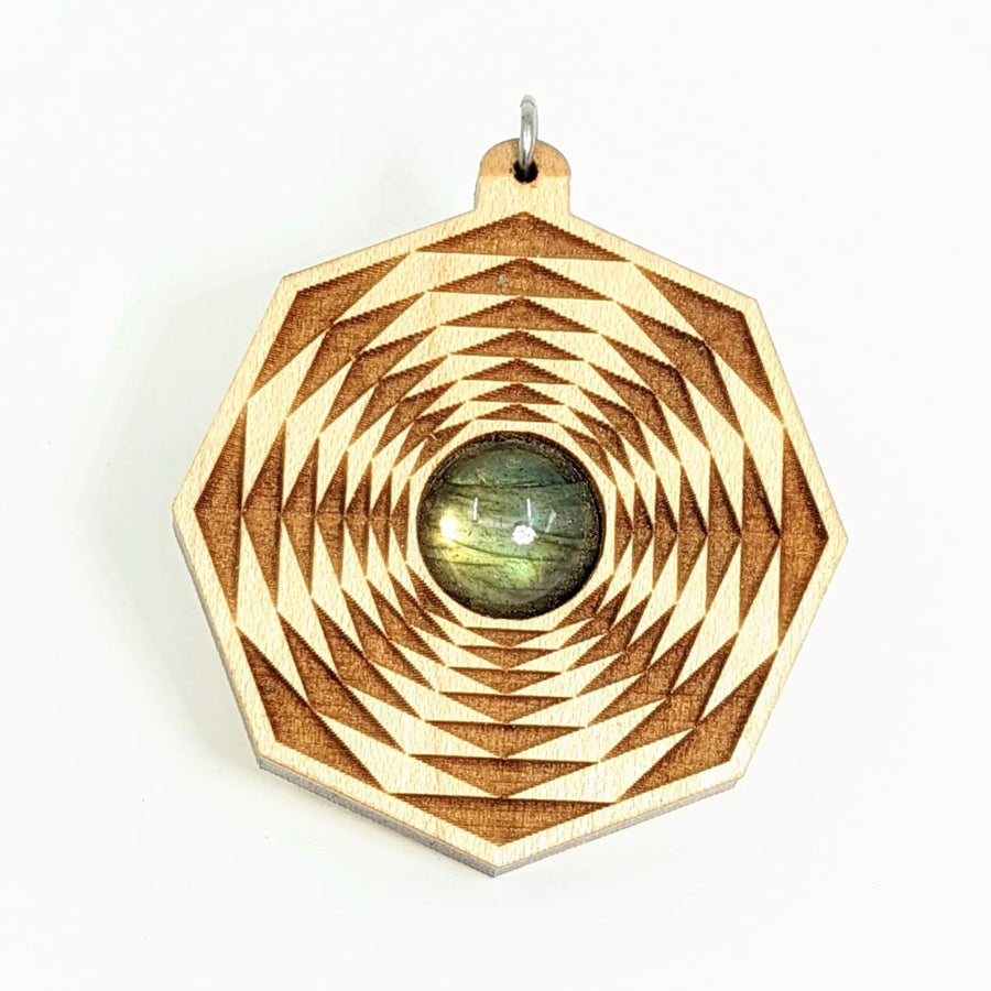 Geometric Laser Etched Pendant - Labradorite (7g) #SK7254 - 
